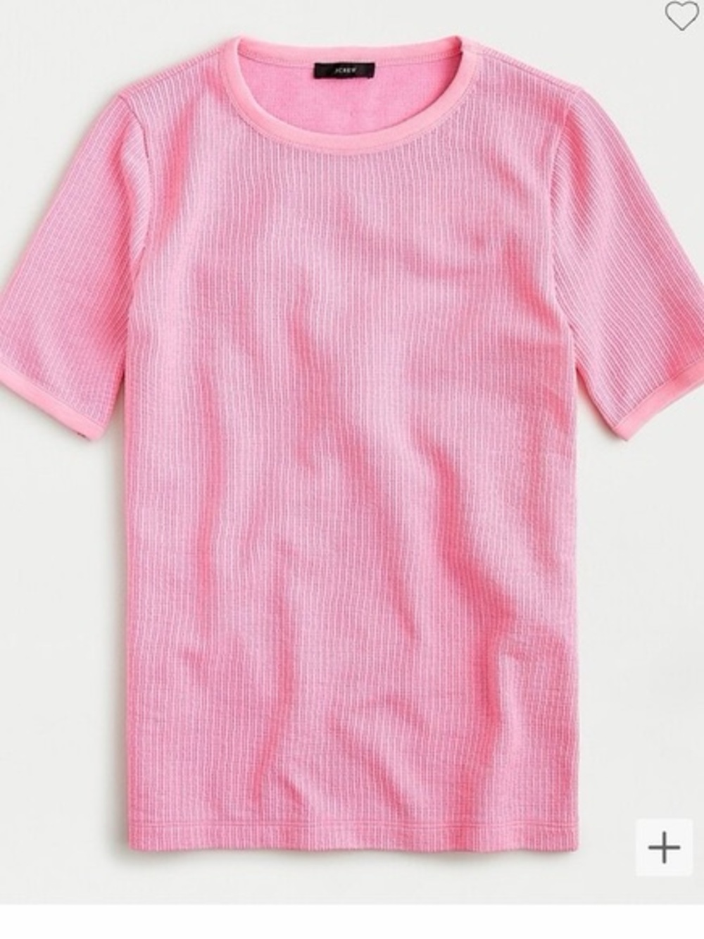 J.Crew Pink Textured Open Knit Short Sleeve Top Medium